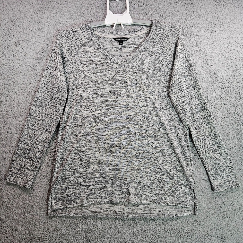 Banana Republic Sweater Women Small V-Neck‎ Long Sleeve Gray Soft - S